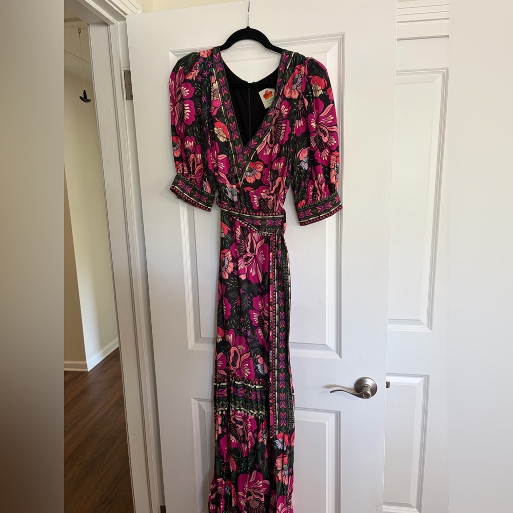 FARM Rio Floral V-Neck Maxi Dress in Pink and Green - Picture 4 of 5